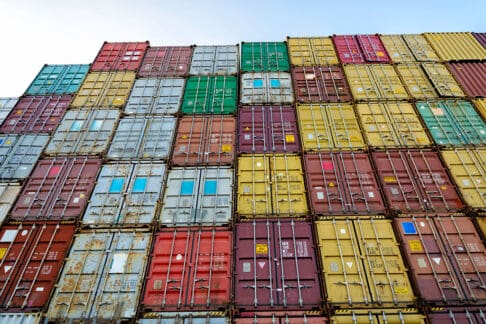 stacked shipping containers